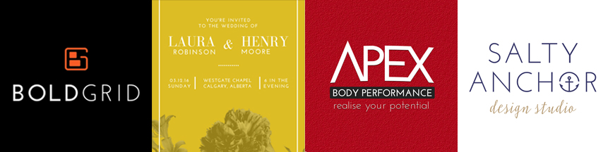 a series of four examples of Josefin Sans in use